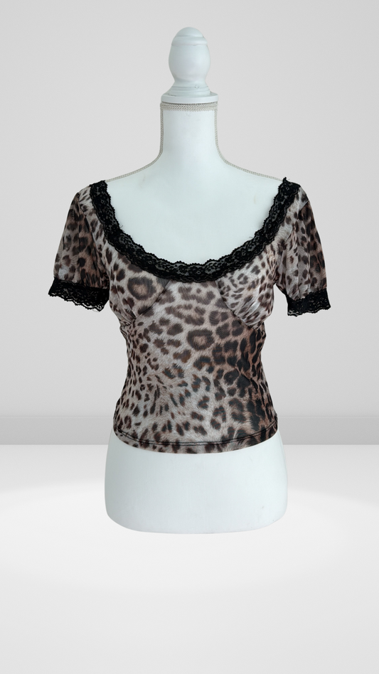 Cheetah Mesh Top
