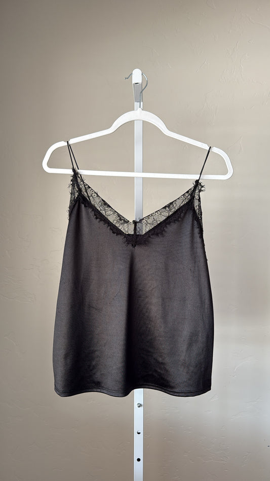 Black Satin Lace Cami