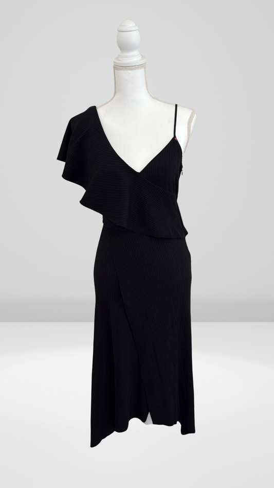 Club Monaco Emmerillo Black Ribbed Knit Dress