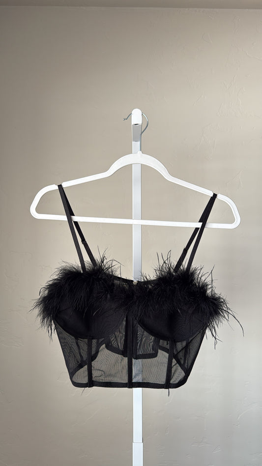 Black Mesh Fur Corset