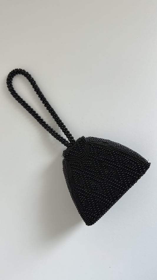 Black Beaded Vintage Carlo Fellini Tear Drop Evening Wristlet