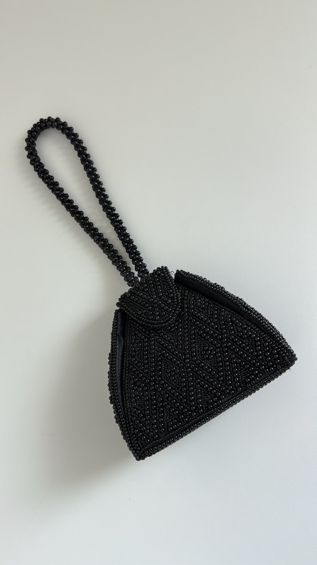 Black Beaded Vintage Carlo Fellini Tear Drop Evening Wristlet