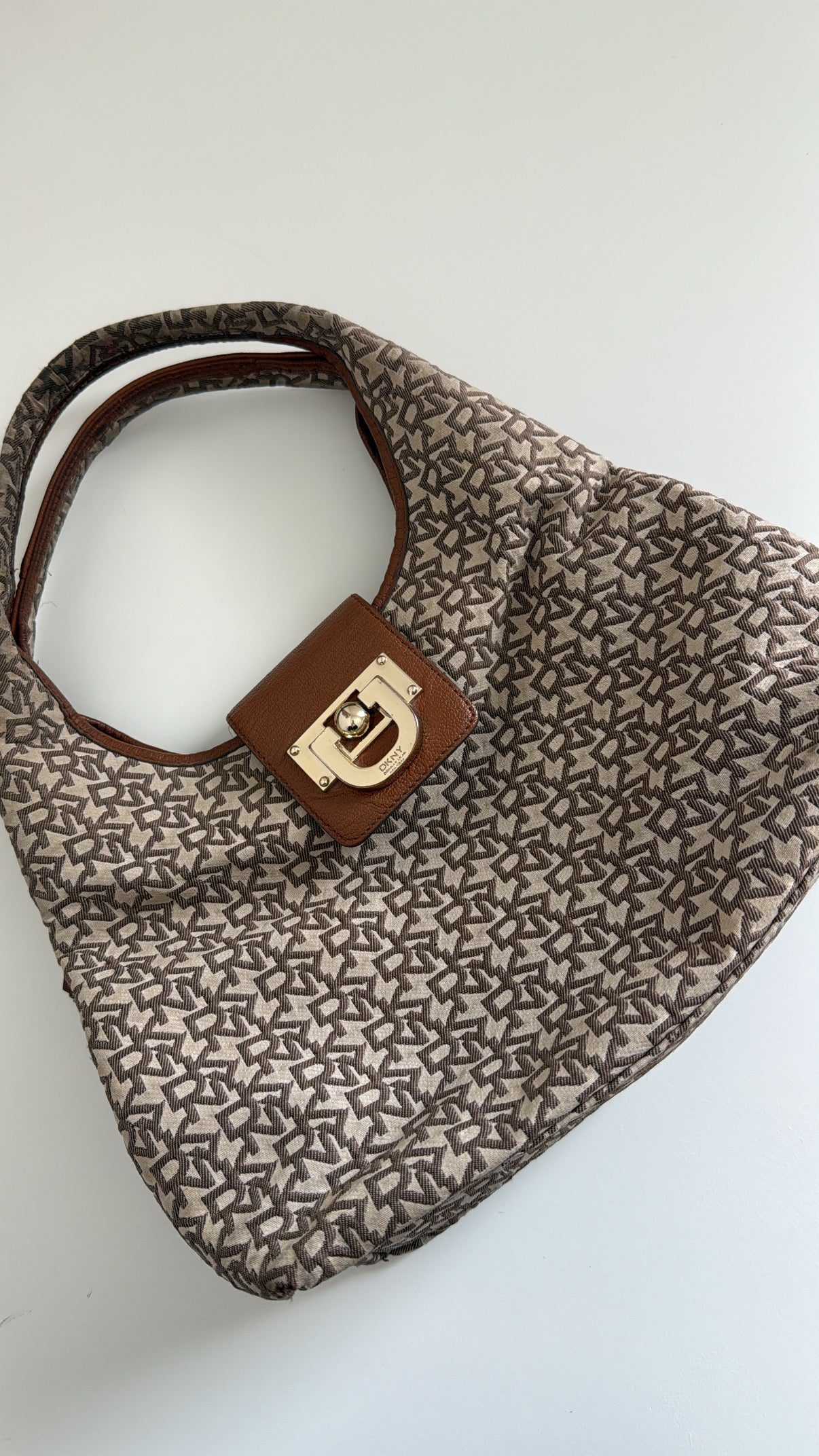 Vintage DKNY Large Y2K Monogram Hobo Bag