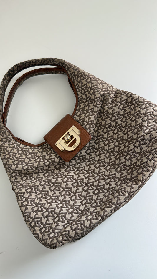 Vintage DKNY Large Y2K Monogram Hobo Bag